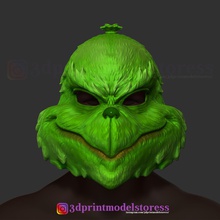 grinch cosplay mask - christmas xmas helmet costume halloween monster creature noel dr seuss devil funny face scary horror hobby toy games toys 3d print model - Mito3D