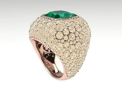 grisgono estilo pavimentar anel almofada diamante marca ouro jóia joalheria imprimível gema noivado Casamento jóias mostrando moda 3d argolas 3d print model - Mito3D