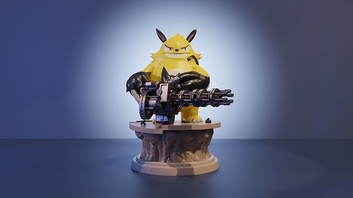 perno grizzly minigun mundo pal camarada juego escultura miniatura figura juguete videojuego pokemon animal zbrush licuadora 3dsmax juegos juguetes 3d print model - Mito3D