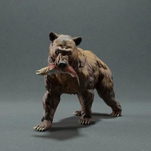 grizzly bear animal mammal brown wildlife creature realistic american sculpture figurine figure miniature salmon art sculptures 3d print model - Mito3D