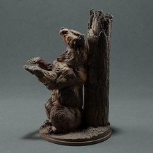 grizzly bear - scratching animal mammal brown wildlife creature realistic american sculpture figurine figure miniature salmon art sculptures 3d print model - Mito3D