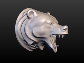 grizzly bear Kopf Kunst tragen montiert Wald carnivora Tier Taxidermie Natur Skulpturen 3d print model - Mito3D