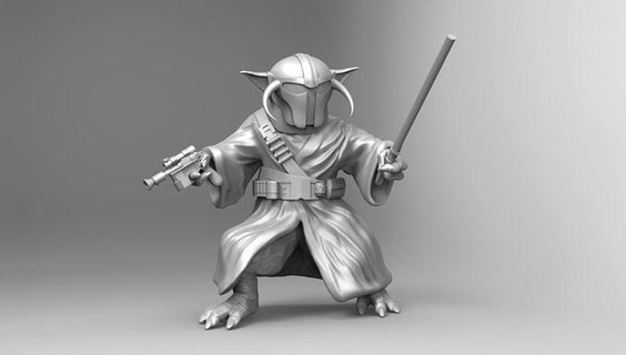 Gelb Kämpfer Mandalorianer Star Kriege Krieg Sterne 4th Sith Jedi Fan Art Lichtschwert Blaster Luke Yoda Kunst Skulpturen 3d print model - Mito3D