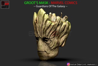 groot mask - guardians of galaxy marvel comics cosplay hero super helmet toy accessories head bust ironman captain games toys 3d print model - Mito3D