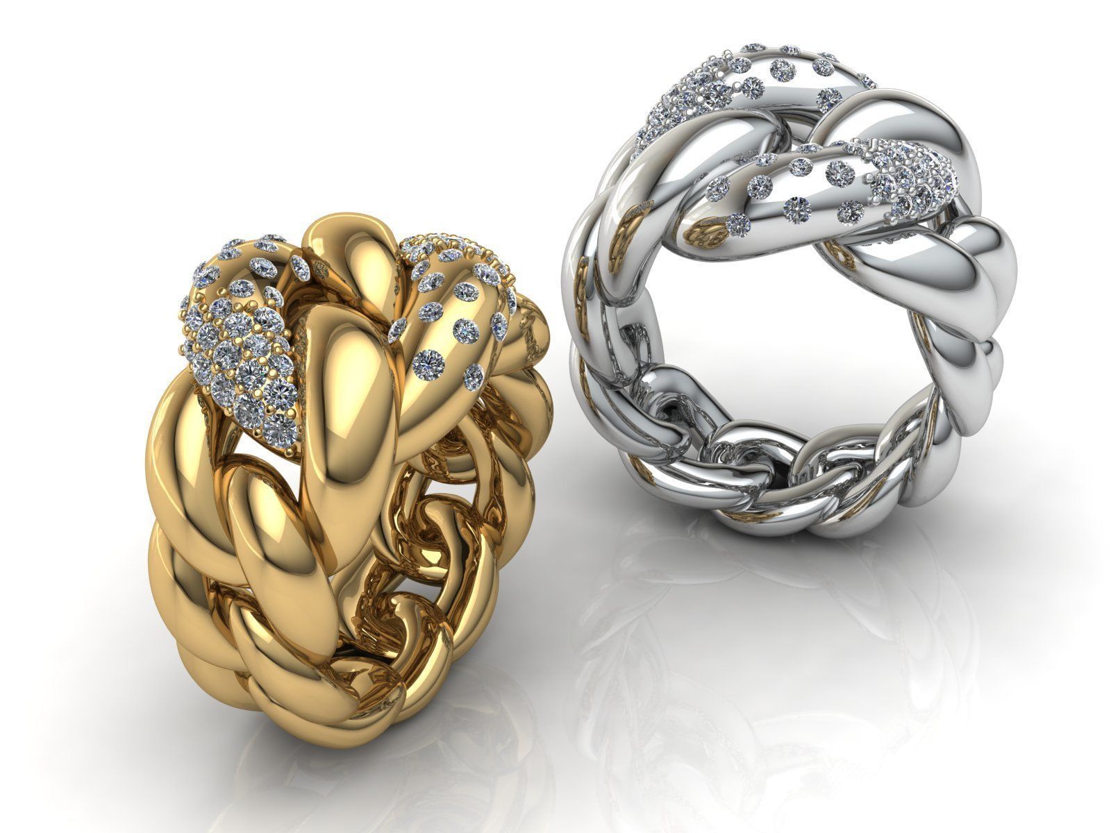 grouette squillare spianare cubano catena oro gioielleria argento stampabile diamante gioiello uomo sterlina moda bellezza cad gemma engagement anelli 3D print model - Mito3D