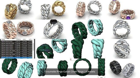 grouette anillos cubano cadena plata canalla joya joyería imprimible anillo oro libra esterlina Moda belleza hombre hombres 3d print model - Mito3D