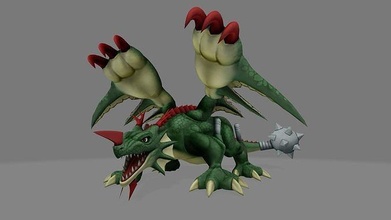 groundramon Digimon monstro anime desenho animado modelo jogos brinquedos 3d print model - Mito3D