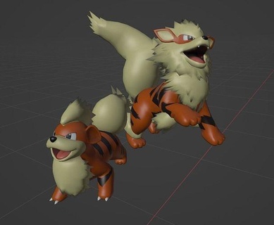 crecer arcanino pokemon juegos juguetes Pikachu charizard ninetales lucario pokebola pokedex perro mascota fuego llamas cerbero 3d print model - Mito3D