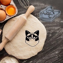 grumpy cat cookie cutter pastry dough biscuit sugar food cookies cutters house kitchen dining 3d print model - Mito3D