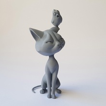 scontroso gatto figura statua figurina scultura uccello divertente arrabbiato 3dprint Stampa giocattolo gattino animale Giochi giocattoli 3d print model - Mito3D