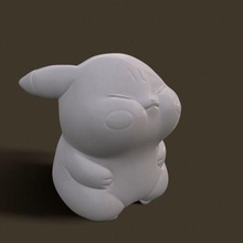 grumpy pikachu sculpture head toy statue people toys chibi 3d print printable games 3d print model - Mito3D