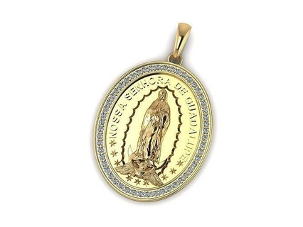 guadalupe médaille bijoux Marie vierge pendentif Dieu art pendentifs sculptures saint médaillon catholique rayons Jésus Christ Christian imprimable 3d print model - Mito3D