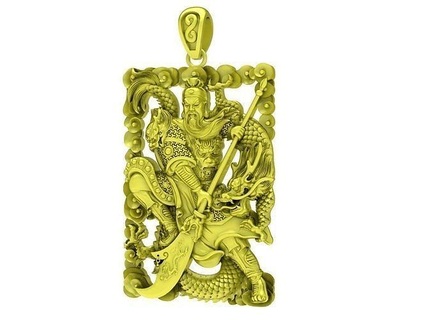 guan yu dragon pendant 4207 jewelry fashion accessories gold diamond man men new design fengshui pendants 3d print model - Mito3D