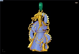 guan yu pendant jewelry gold silver diamond design gem fashion rhino matrix zbrush dragon pendants 3d print model - Mito3D