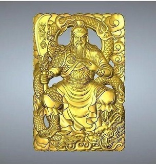 pava yu relieves guanyu gong Guangon reinos escultura estatua vestido Buda oro Arte religión antiguo decoración China héroes escaneos réplicas 3d print model - Mito3D
