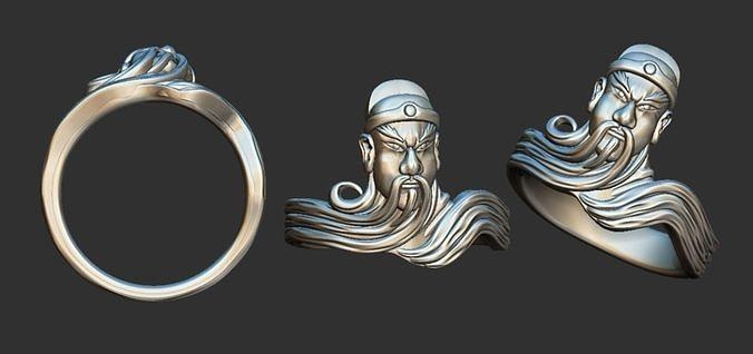Guan yu Ringe Modelle jünger Guangong Herzog Guanyu Ring drucken Kunst Schmuck 3d print model - Mito3D