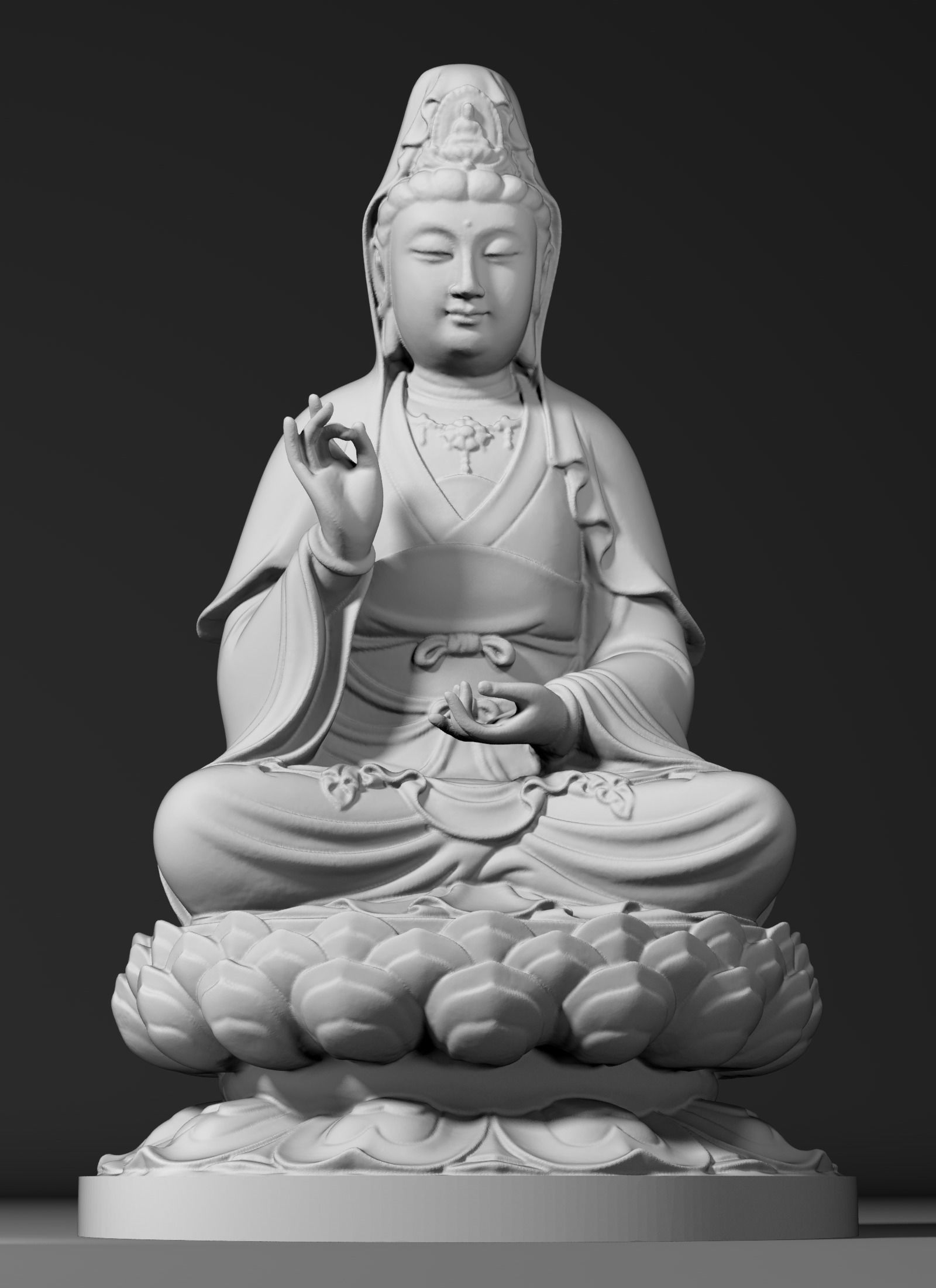 Guanyin bodhisattva sentado loto base Buda quanyin religión Arte esculturas 3D print model - Mito3D