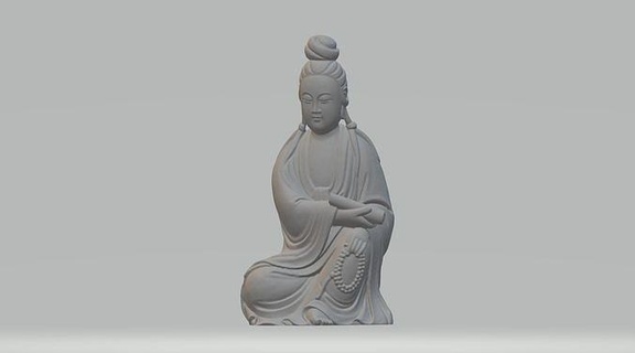 guanyin bodhisattva séance statue Bouddha Dieu déité Oriental soulagement sculpture décoration sculptures art ancien figure spiritualité culture 3d print model - Mito3D