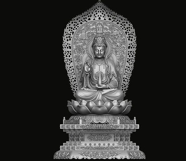 Guanyin Buddha Statue Dekoration Kunst Skulptur Schmuck uralt Religion Antiquität Dekor Muster Gold Silber Holz aufwendig Skulpturen 3d print model - Mito3D