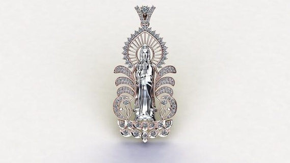 guanyin buddha guanyin buddha gioielleria gioielleria Dio arte pendente bodhisattva divinità religione gioiello gioielleria oro argento ciondoli 3d print model - Mito3D