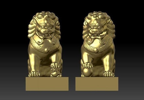guardia Leone scultura bronzo divine bestia arte 3d print model - Mito3D