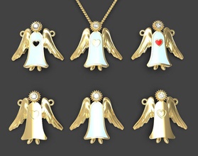 guardian winged angel pendant or pin set cute fancy necklace pendent medallion heart religion classic luxury minimalistic minimalism diamond christmas small craft wing jewelry pendants 3d print model - Mito3D