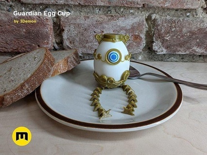 guardian egg holder cup breakfast english botw hyrule warriors zelda ancient food houseware eye character legs moving printinplace supportless calamity house kitchen dining 3d print model - Mito3D