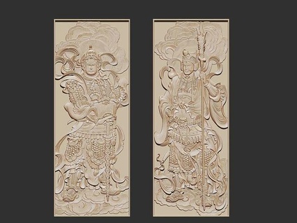 Muhafız savaşçılar heykel kapı tanrılar Tanrı bas Rahatlama dekor dekorasyon süslü süs cnc stl oymacılık Asya geleneksel oryantal genel Sanat heykeller 3d print model - Mito3D