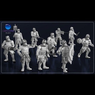 guardas corpo conjunto 01 guarda corp miniatura tampo mesa 28mm jogos guerra personagem fantasia scifi impressão esculpir humano soldado escaramuçador miniaturas sci fi arte esculturas 3d print model - Mito3D