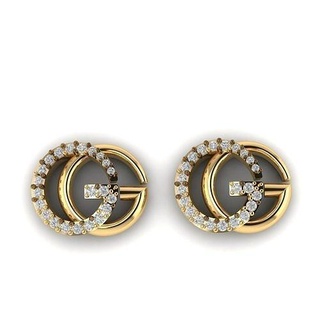 gucci earrings jewellry gold silver diamond jewellery jewel woman love fashion gucci earring jewelry stud tops diamonds earrings  3d print model - Mito3D