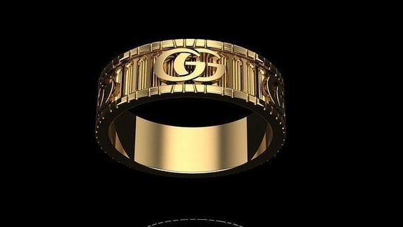 gucci squillare design lusso simbolo oro gioielleria argento stampabile anelli diamante nozze Fidanzamento marca gioiello platino gemma 3d print model - Mito3D