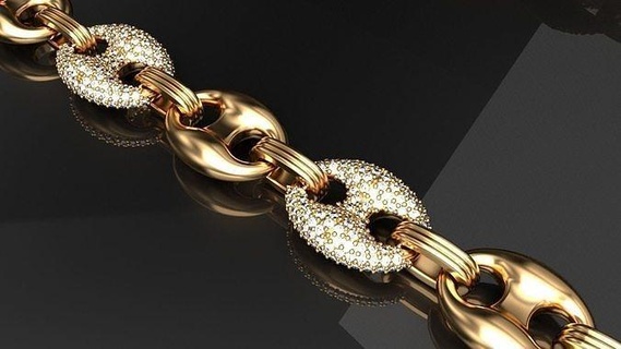 gucci sailor puff link necklace bracelet jewelry chain gold luxury fashion lock gem jewellery jewel sailorlink pufflink guccilink necklaces pendant silver 3d print model - Mito3D