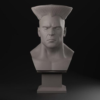 engaño 3d impresión busto of hombre mohawk calle combatiente arte estatua retrato figurilla galería conocido ryu esculturas 3d print model - Mito3D