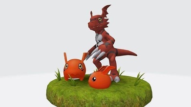 guilmon bebê evolução digimon monstro anime desenho animado jogos modelo brinquedos 3d print model - Mito3D