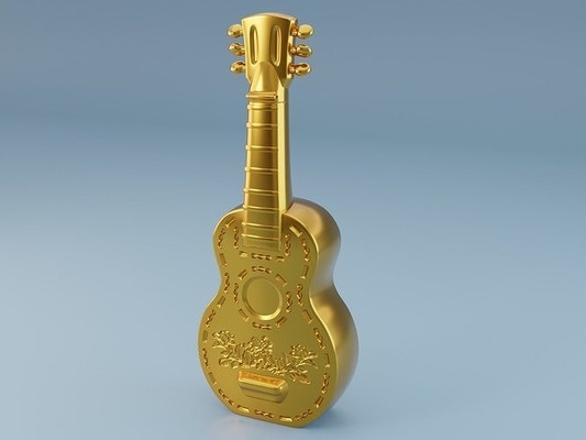 guitarra decoración 3d impresión modelo estatua figurilla hermoso patrón escritorio accesorio regalo arte casa retro tradicional nación antiguo 3d print model - Mito3D