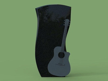 guitar memorial tombstone cnc cncmodel cnctombstone monument cncmarble cnccarvemodel marble tomb grave gravestone cemetery graveyard headstone gitar music art signs logos 3d print model - Mito3D