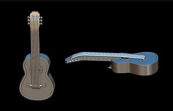 chitarra ciondolo gioielli strumento musica acustico contemporanea musicale concerto argento oro band il jazz eseguire la collana musicista cavi ciondoli 3d print model - Mito3D