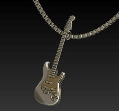 gitar kolye yüzük çamurluk rockçı gümüş altın müzikal grup punk müzik sallanan elektrik sağlam mücevher takı bisikletçi metal elektro stratokaster 3d print model - Mito3D
