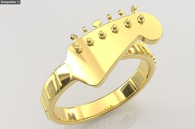 guitar ring gold jewelry rings printable silver jewellery jewel sterling fashion beauty gem brilliant platinum necklace diamond models 3D print model - Mito3D