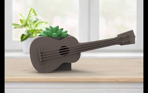 guitar succulent vase plant decor future music art print fdm lsa sls 3d wood garden house 3d print model - Mito3D