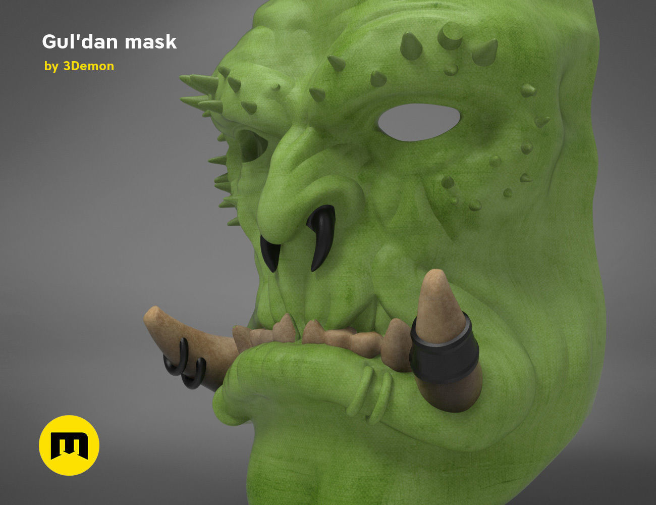 guldan mask - world of warcraft accessories cosplay draenor game games helmet movie orc shaman spike teeth toy vindican war warlock wow toys 3D print model - Mito3D