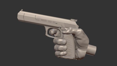 pistola mano posabile azione figura 3dprint arte sculture 3d print model - Mito3D