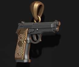 silah kolye 3d takı mücevher magnum revolver tabanca kurşun cephane suç Gümüş outlaw tetiği wheeler ordu 3d print model - Mito3D