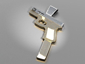 silah kolye baskı modeli takı mücevher Gümüş altın yazdırılabilir elmas düğün lizzy çete 37 rip mari shayeste tasarım sterling erkekler cad hiphop gangsta 3d print model - Mito3D