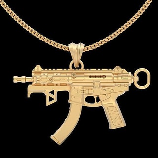 gun pendant silver gold printable jewelry 3d model fashion trend fantasy zbrush wedding weapon necklace sterling pendants 3d print model - Mito3D