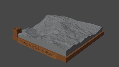 gunong yong belar mountain landscape volcano terrain environment nature photogrammetry elevation dem science 3d print model - Mito3D