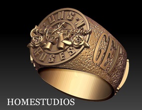 armas n rosas in anel ouro prata imprimível arma fogo rosa joalheria argolas 3d print model - Mito3D