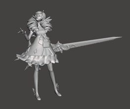 gwen 3d modelo mulher segurando espada liga of legendas selvagem fenda ri jogos brinquedos 3d print model - Mito3D
