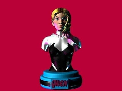 Gwen Spidergwen mil moral büst Örümcek Adam Milesmorales örümcek evreninin karşısında çizgi roman punk Gwenstacy hayret Sanat heykeller 3d print model - Mito3D