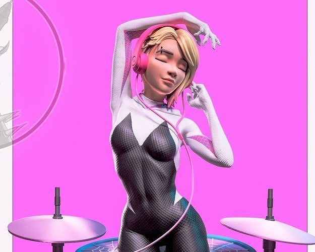 gwen stacy marvel spider man comics cartoon fan art music film netflix sculptures 3D print model - Mito3D